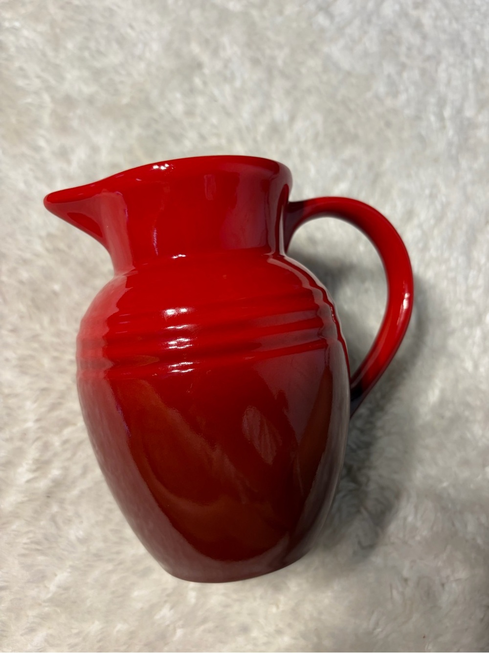 Le Creuset stoneware small pitcher in cerise/ cherry red .7L